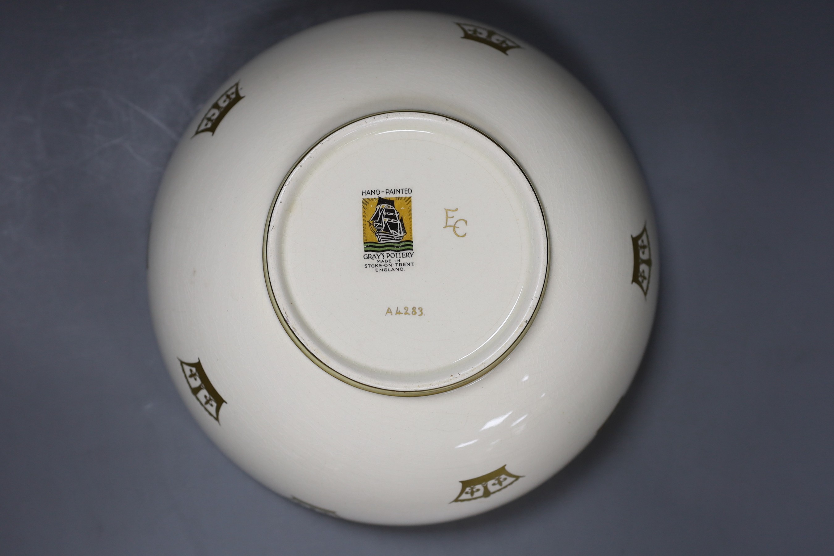 A Grays Pottery bowl commemorating 'Coronation of George VI - Queen Elizabeth 1937', 27cm
